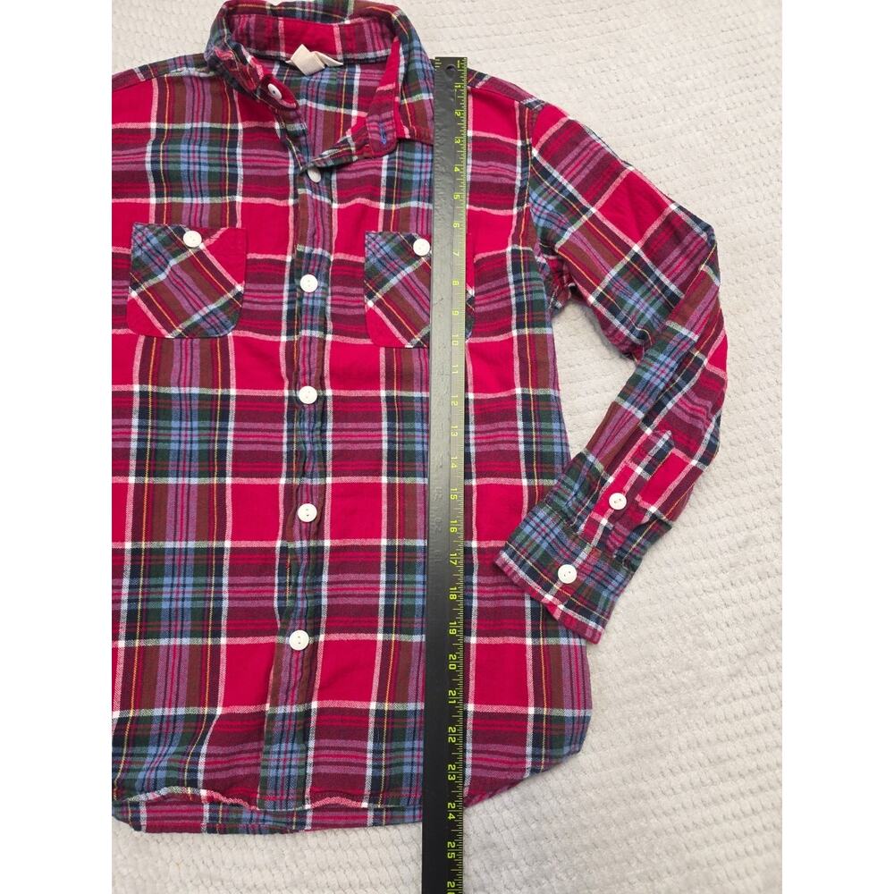 Lands End Kids Shirt Boys Large 14/16 Red Plaid Flannel Button Up - Picture 2 of 8